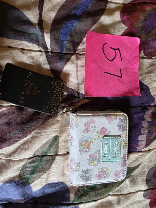 Loungefly Handbags - Loungefly Disney Princess Pastel Floral Zip Card Holder in Mint and Pink